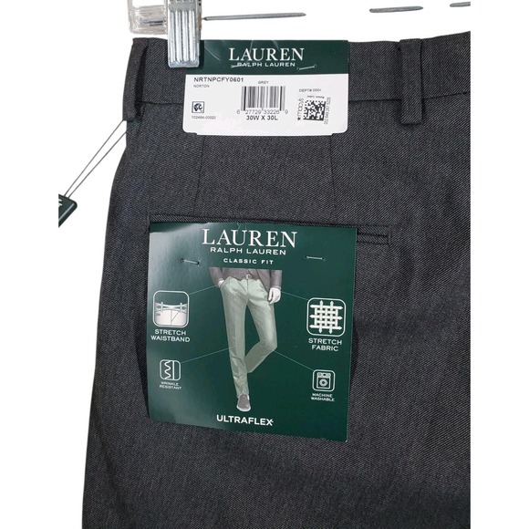 Ralph Lauren Ultraflex Norton Dress Pants Mens 30x30 Gray Stretch Straight Leg - Picture 1 of 14